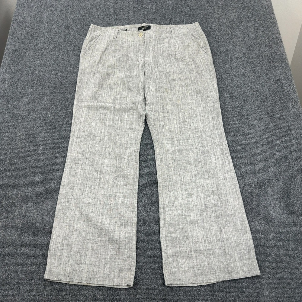 Talbots Pants Womens 16W Grey Linen Cotton Wide Leg Signature Casual Classic